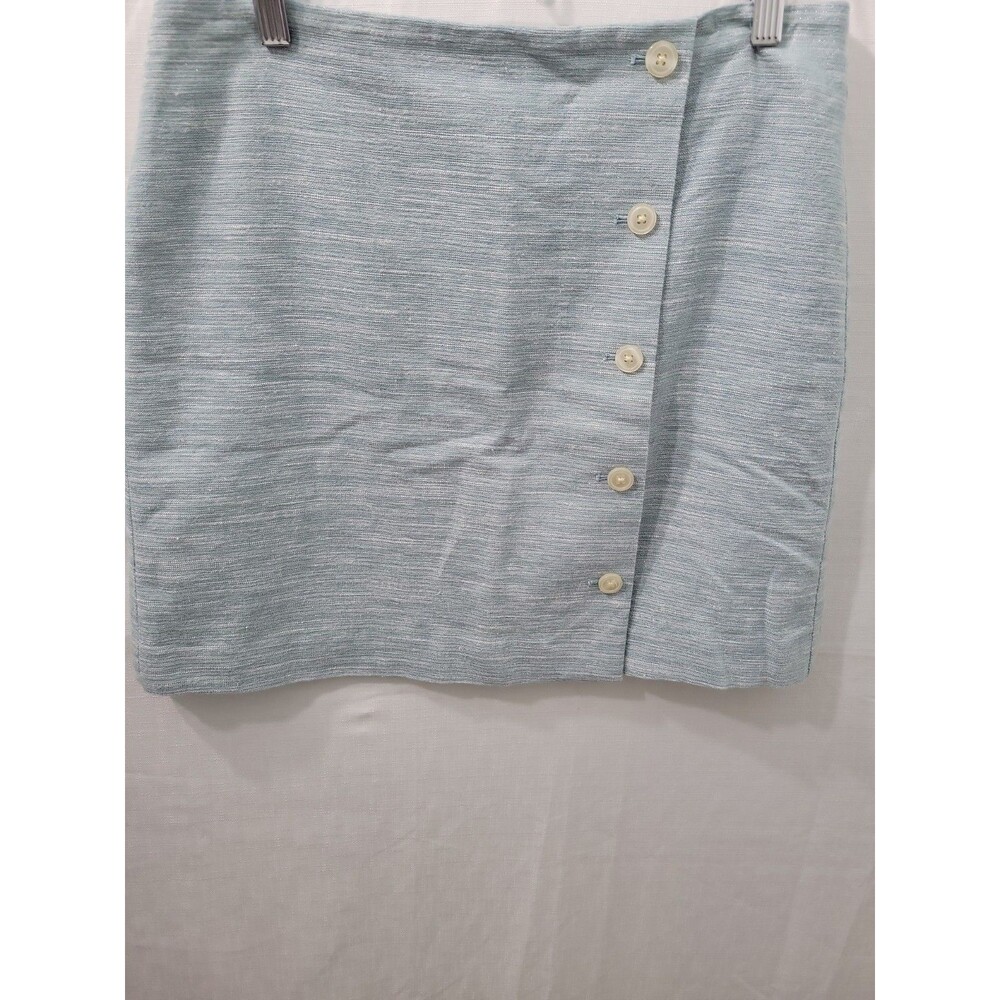 LOFT Women's Linen & Cotton Blend Side Button Shift Skirt Size 8